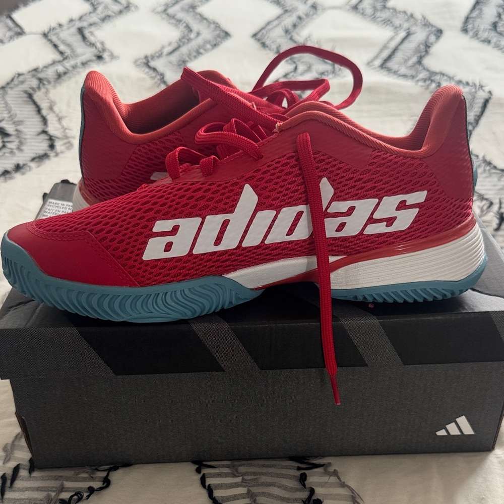 Kids - Adidas Barricade K Tennis Shoes - Bold Red